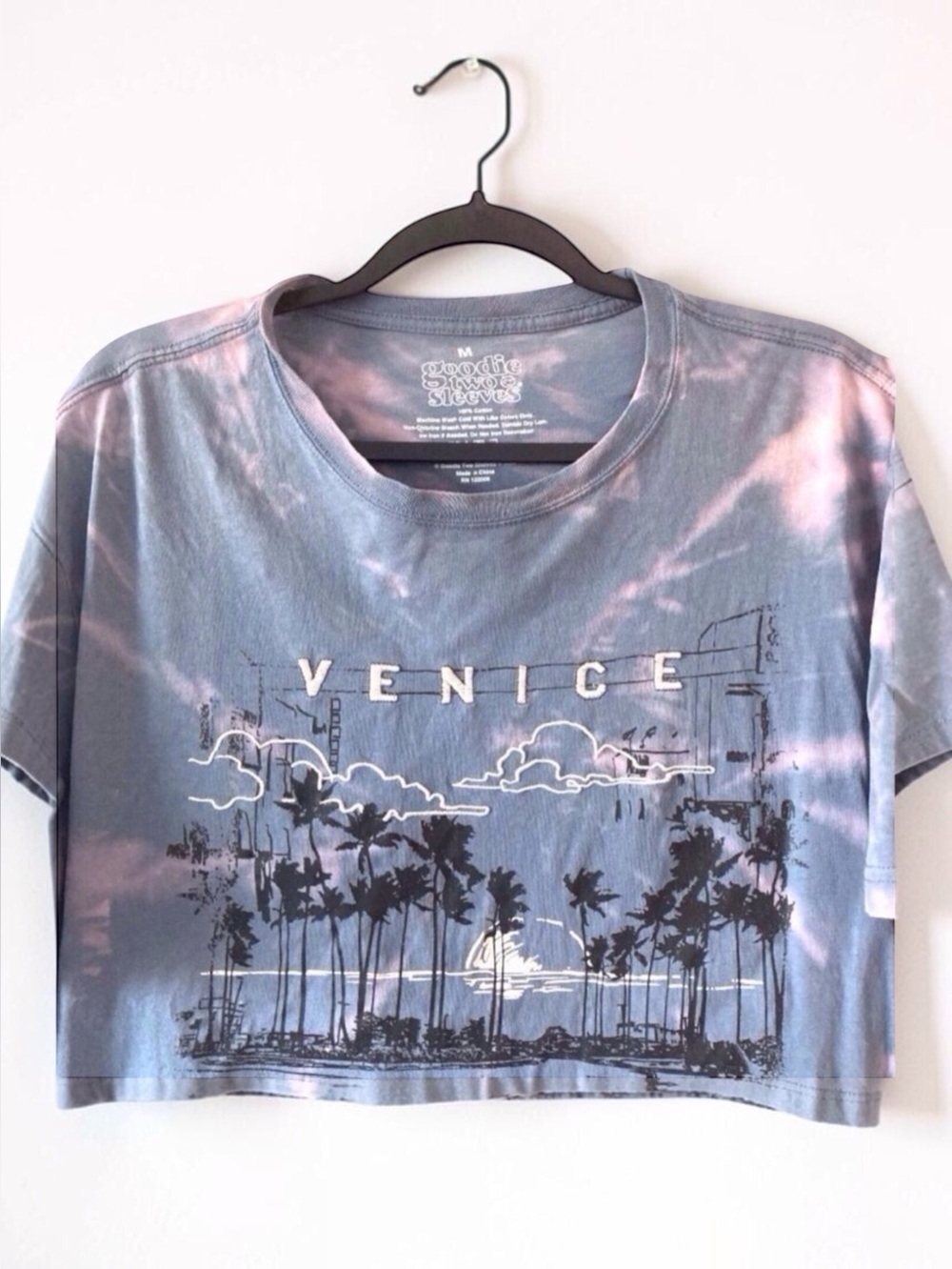 Venice California Cropped Graphic Tee Oversized Women’s M tie dye